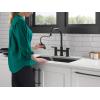 imageDelta Nicoli Matte Black Kitchen Faucet with Pull Down Sprayer Bridge 3 Hole Modern Kitchen Sink Faucet TwoHandle Matte Black 39876LFBLMatte Black