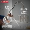 imageDelta Nicoli Matte Black Kitchen Faucet with Pull Down Sprayer Bridge 3 Hole Modern Kitchen Sink Faucet TwoHandle Matte Black 39876LFBLStainless