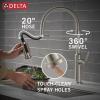imageDelta Rhett Pro Style Commercial Kitchen Faucet with Pull Down Sprayer Brushed Nickel Single Hole Kitchen Sink Faucet Single Handle Stainless 18829SSDSTStainless