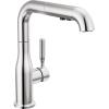 imageDelta Almari Matte Black Kitchen Faucet with PullOut Sprayer Modern Single Hole Kitchen Sink Faucet Single Handle Matte Black 16943BLDSTChrome