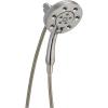 imageDelta Faucet 4Spray In2ition 2in1 Dual Shower Head with HandHeld Spray H2Okinetic Chrome Shower Head with Hose Showerheads Handheld Shower Heads Magnetic Docking Lumicoat Chrome 58472PRStainless