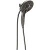 imageDelta Faucet 5Spray In2ition 2in1 Dual Hand Held Shower Head with Hose H2Okinetic Handheld Shower Head with Magnetic Docking Chrome Handheld Shower Heads Chrome 58620PR25PKLumicoat Black Stainless