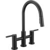 imageDelta Nicoli Matte Black Kitchen Faucet with Pull Down Sprayer Bridge 3 Hole Modern Kitchen Sink Faucet TwoHandle Matte Black 39876LFBLMatte Black