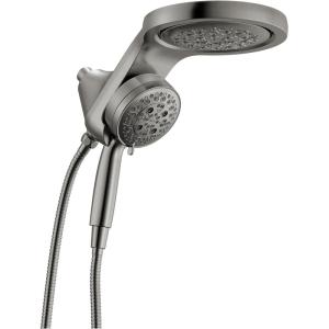 imageDelta 6Setting HydroRain Premium 2in1 Dual Shower Head with ProClean Spray Gold High Pressure Shower Head with Handheld Spray 175 GPM Flow Rate Lumicoat Champagne Bronze 56000CZPRLumicoat Black Stainless