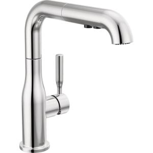 imageDelta Almari Matte Black Kitchen Faucet with PullOut Sprayer Modern Single Hole Kitchen Sink Faucet Single Handle Matte Black 16943BLDSTChrome