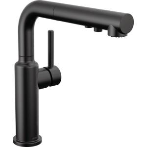 imageDelta Daneri Brushed Gold Kitchen Faucet with PullOut Sprayer Modern Single Hole Kitchen Sink Faucet Single Handle Champagne Bronze 16879CZDSTMatte Black