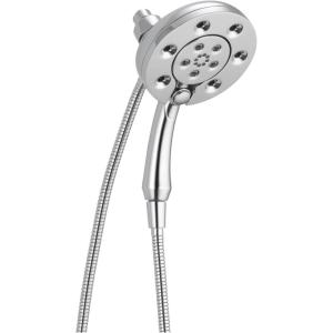 imageDelta Faucet 4Spray In2ition 2in1 Dual Shower Head with HandHeld Spray H2Okinetic Chrome Shower Head with Hose Showerheads Handheld Shower Heads Magnetic Docking Lumicoat Chrome 58472PRChrome