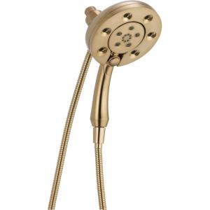 imageDelta Faucet 4Spray In2ition 2in1 Dual Shower Head with HandHeld Spray H2Okinetic Chrome Shower Head with Hose Showerheads Handheld Shower Heads Magnetic Docking Lumicoat Chrome 58472PRChampagne Bronze