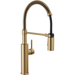imageDelta Faucet Antoni Black Kitchen with Pull Down Sprayer Commercial Style Sink Faucet Faucets for Sinks SingleHandle Magnetic Docking Spray Head 18803BLDST Matte BlackChampagne Bronze