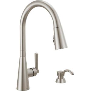 imageDelta Faucet Boyd Kitchen Faucet with Soap Dispenser Kitchen Faucets with Pull Down Sprayer Gold Kitchen Sink Faucet with Magnetic Docking Spray Head Champagne Bronze 19893ZCZSDDSTSpotshield Stainless