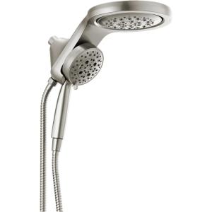 imageDelta Faucet HydroRain 5Spray H2Okinetic Dual Shower Head with Handheld Spray Black Shower Head with Hose Handheld Shower Heads Detachable Shower Head 175 GPM Flow Rate Matte Black 58680BLStainless