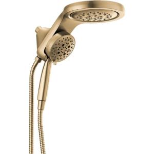 imageDelta Faucet HydroRain 5Spray H2Okinetic Dual Shower Head with Handheld Spray Black Shower Head with Hose Handheld Shower Heads Detachable Shower Head 175 GPM Flow Rate Matte Black 58680BLChampagne Bronze