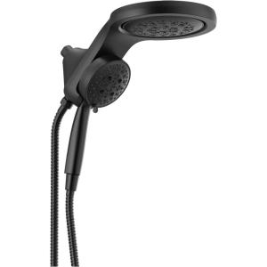 imageDelta Faucet HydroRain 5Spray H2Okinetic Dual Shower Head with Handheld Spray Black Shower Head with Hose Handheld Shower Heads Detachable Shower Head 175 GPM Flow Rate Matte Black 58680BLMatte Black