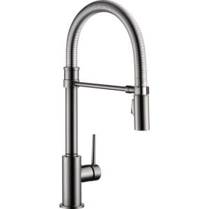 imageDelta Faucet Trinsic Pro SingleHandle Spring Spout Touch Kitchen Sink Faucet with Pull Down Sprayer Touch2O Technology and Magnetic Docking Spray Head Chrome 9659TDSTBlack Stainless