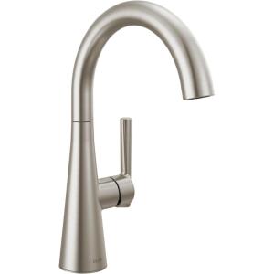 imageDelta Modern Brushed Nickel Single Hole Bar Sink Faucet Single Handle Prep Sink Faucet SpotShield Stainless 14882LFSP