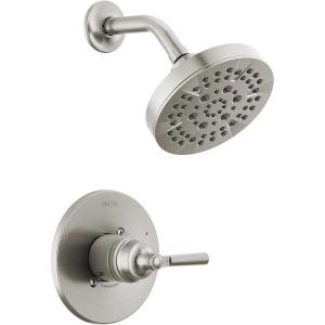 imageDelta T14235 Saylor Monitor 14 Series Single Function Pressure Balanced Shower Only  Less RoughIn Valve  Matte BlackStainless