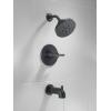 imageDelta Faucet Nicoli 14 Series SingleHandle Tub and Shower Trim Kit Shower Faucet with 5Spray H2Okinetic Shower Head Matte Black 144749BL Shower Valve IncludedMatte Black