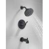 imageDelta Faucet Nicoli 14 Series SingleHandle Tub and Shower Trim Kit Shower Faucet with 5Spray H2Okinetic Shower Head Matte Black 144749BL Shower Valve IncludedMatte Black