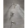 imageDelta Faucet Nicoli 14 Series SingleHandle Tub and Shower Trim Kit Shower Faucet with 5Spray H2Okinetic Shower Head Matte Black 144749BL Shower Valve IncludedStainless