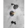imageDelta Faucet Nicoli 14 Series SingleHandle Tub and Shower Trim Kit Shower Faucet with 5Spray H2Okinetic Shower Head Matte Black 144749BL Shower Valve IncludedMatte Black Champagne Bronze