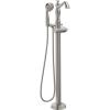 imageDELTA FAUCET Cassidy FloorMount Freestanding Tub Filler with Hand Held Shower Stainless T4797SSFLLHP Valve and Handle Sold Separately