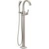 imageDelta DT4777SSFL Stryke Floor Mounted Tub Filler with Integrated Diverter and Hand Shower  Less Rough In StainlessStainless