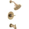 imageDelta Faucet Nicoli 14 Series SingleHandle Tub and Shower Trim Kit Shower Faucet with 5Spray H2Okinetic Shower Head Matte Black 144749BL Shower Valve IncludedChampagne Bronze