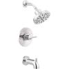 imageDelta Faucet Nicoli 14 Series SingleHandle Tub and Shower Trim Kit Shower Faucet with 5Spray H2Okinetic Shower Head Matte Black 144749BL Shower Valve IncludedChrome