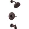 imageDelta Faucet Trinsic 14 Series SingleFunction Tub and Shower Trim Kit with SingleSpray H2Okinetic Shower Head Champagne Bronze T14459CZ Valve Not IncludedVenetian Bronze
