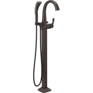 imageDelta DT4777SSFL Stryke Floor Mounted Tub Filler with Integrated Diverter and Hand Shower  Less Rough In StainlessVenetian Bronze