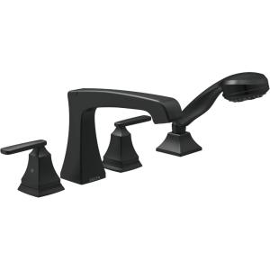 imageDelta Faucet Ashlyn Roman Tub Faucet with Hand Shower  T4764SS  Bathtub Faucet with Handles ampamp Hand Shower  Stainless Valve Sold SeparatelyMatte Black