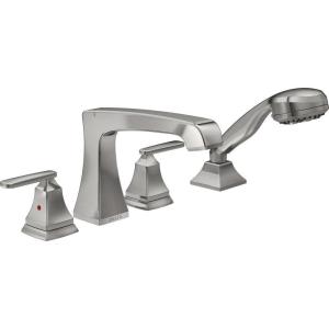 imageDelta Faucet Ashlyn Roman Tub Faucet with Hand Shower  T4764SS  Bathtub Faucet with Handles ampamp Hand Shower  Stainless Valve Sold SeparatelyStainless
