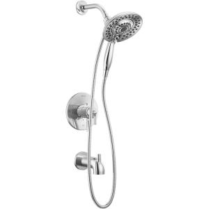 imageDelta Faucet Saylor 17 Series Black Tub and Shower Faucet Combo with In2ition 2in1 Shower Head with Handheld Spray Bathtub Faucet Set Tub Faucet Set Matte Black T17435BLI Valve Not IncludedChrome