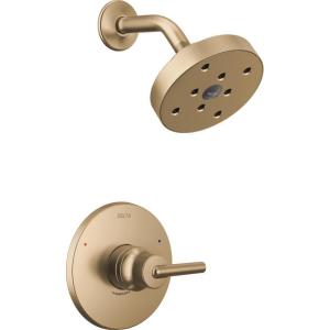 imageDelta Faucet Trinsic 14 Series SingleFunction Shower Trim Kit with SingleSpray H2Okinetic Shower Head Champagne Bronze T14259CZ Valve Not IncludedChampagne Bronze