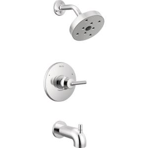 imageDelta Faucet Trinsic 14 Series SingleFunction Tub and Shower Trim Kit with SingleSpray H2Okinetic Shower Head Champagne Bronze T14459CZ Valve Not IncludedChrome