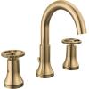 imageDelta Trinsic PullDown Widespread Bathroom Faucet with Wheel Handle Polished Nickel High Arc 3Hole Bathroom Sink Faucet with Sprayer Metal PushPop Drain Assembly Polished Nickel 3558PNPDDSTChampagne Bronze