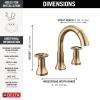 imageDelta Trinsic PullDown Widespread Bathroom Faucet with Wheel Handle Polished Nickel High Arc 3Hole Bathroom Sink Faucet with Sprayer Metal PushPop Drain Assembly Polished Nickel 3558PNPDDSTChampagne Bronze