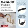 imageDelta Trinsic PullDown Widespread Bathroom Faucet with Wheel Handle Polished Nickel High Arc 3Hole Bathroom Sink Faucet with Sprayer Metal PushPop Drain Assembly Polished Nickel 3558PNPDDSTChampagne Bronze