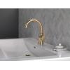 imageDelta Trinsic Swivel Spout High Arc 1Hole Bathroom Faucet Polished Nickel Single Hole Bathroom Sink Faucet PushPop Drain Assembly Polished Nickel 559HAPNDSTChampagne Bronze