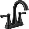 imageDelta 25897LF Esato 12 GPM Two Handle Centerset Bathroom Faucet with Push PopUp Drain Assembly  Matte BlackMatte Black