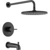 imageDelta Faucet Modern Raincan Round SingleFunction Tub and Shower Trim Kit Gold Tub Faucet Set Rainfall Shower Head Gold Delta Shower Kit Champagne Bronze T14469CZPP Valve Not IncludedMatte Black