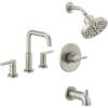 imageDelta Faucet Nicoli 14 Series SingleHandle Tub and Shower Trim Kit with 5Spray H2Okinetic Shower Head and Widespread Bathroom Faucet in Brushed Nickel Shower Valve IncludedStainless