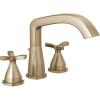 imageDelta Faucet Stryke Roman Tub Faucet  T27766BL  Sleek Bathtub Handles ampamp Faucet  Modern Bathroom Fixtures  Matte Black Spoke Handles Valve Sold SeparatelyChampagne Bronze