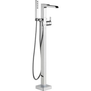 imageDELTA FAUCET T4768BLFL Tub Filler with Handshower FloorMount Matte BlackChrome