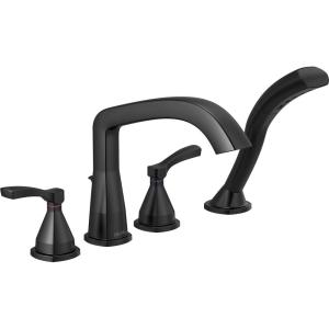 imageDELTA FAUCET T4776BL Four Hole Roman Tub Trim DeckMount with Diverter Matte Black
