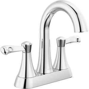 imageDelta 25897LF Esato 12 GPM Two Handle Centerset Bathroom Faucet with Push PopUp Drain Assembly  Matte BlackChrome