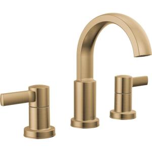 imageDelta Albion Brushed Gold Bathroom Faucet 3 Hole 8 Inch Widespread Bathroom Sink Faucet for Vanity Metal PushPop Drain Assembly Champagne Bronze 35855LFCZChampagne Bronze