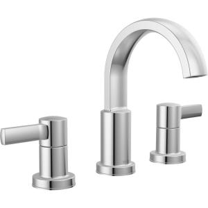 imageDelta Albion Brushed Gold Bathroom Faucet 3 Hole 8 Inch Widespread Bathroom Sink Faucet for Vanity Metal PushPop Drain Assembly Champagne Bronze 35855LFCZChrome