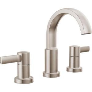 imageDelta Albion Brushed Gold Bathroom Faucet 3 Hole 8 Inch Widespread Bathroom Sink Faucet for Vanity Metal PushPop Drain Assembly Champagne Bronze 35855LFCZSpotShield Stainless