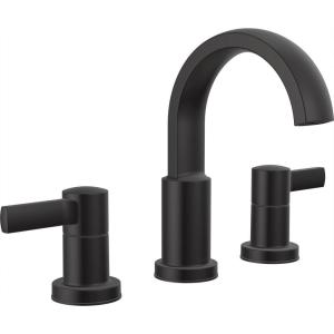 imageDelta Albion Brushed Gold Bathroom Faucet 3 Hole 8 Inch Widespread Bathroom Sink Faucet for Vanity Metal PushPop Drain Assembly Champagne Bronze 35855LFCZMatte Black